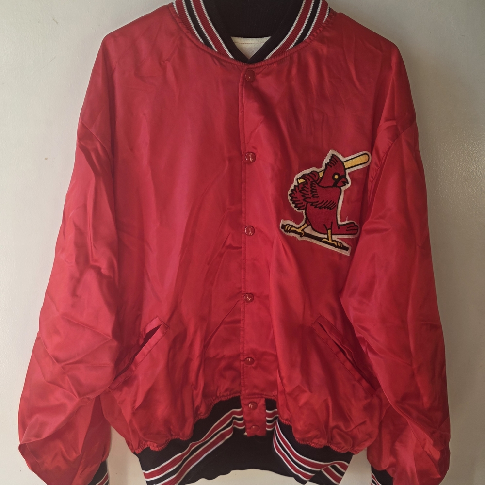 Vintage St Louis Cardinals Satin Jacket Felco USA Red MLB Bomber Large